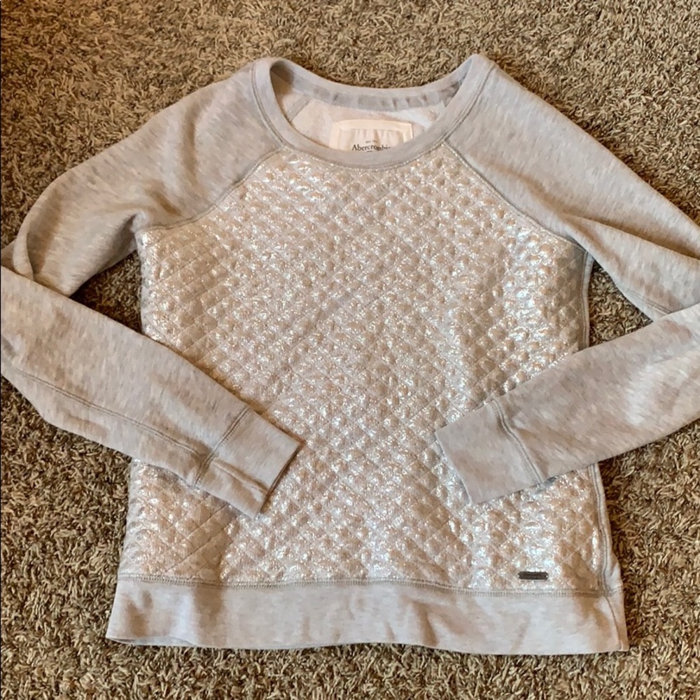 Silver metallic and gray sweatshirt